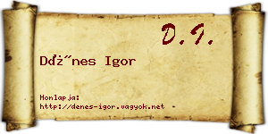Dénes Igor névjegykártya